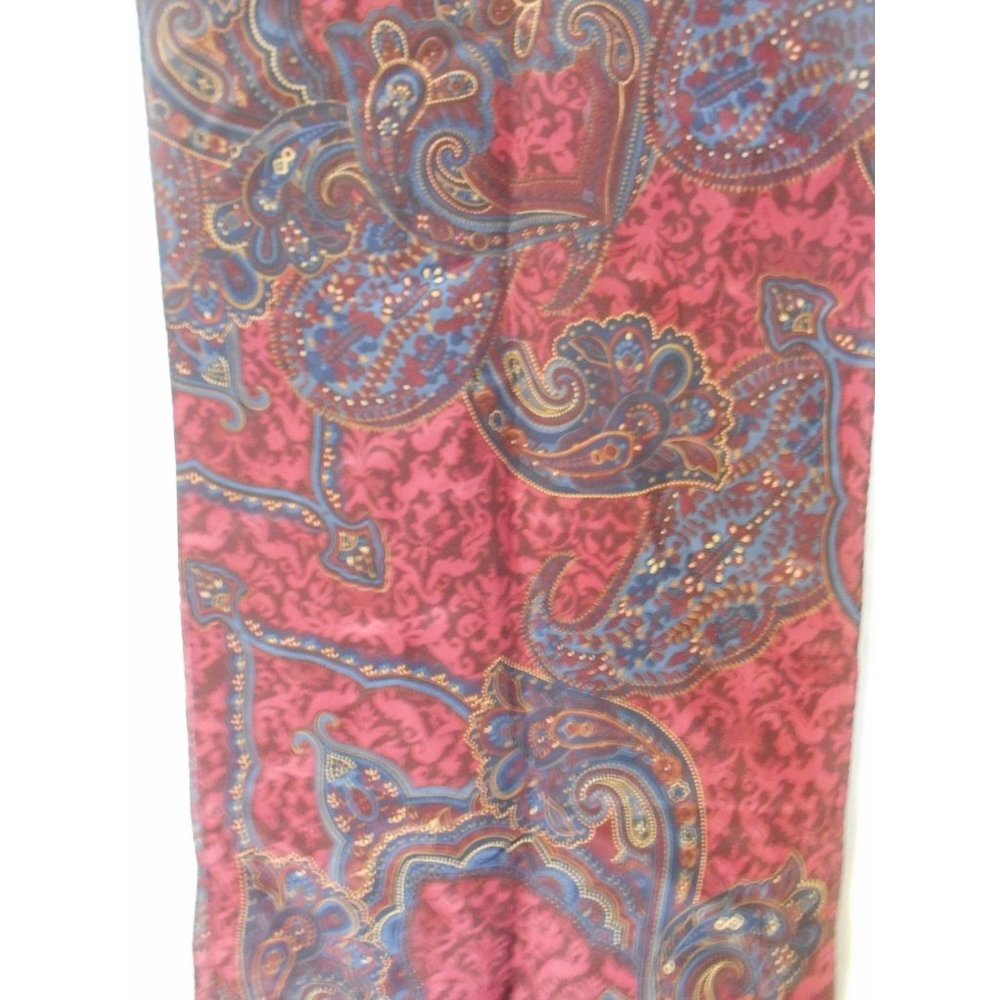 Blue Burgundy Paisley Liz Claiborne rectangle scarf - Estate Find - Picture 3 of 4